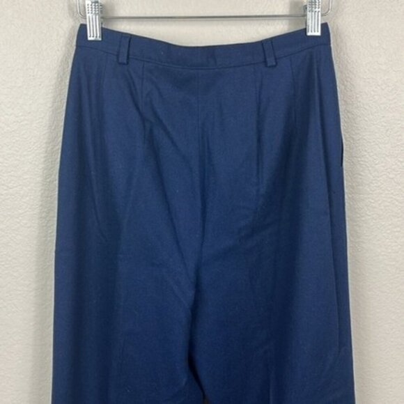 Pendleton Seasonless Wool Slacks Blue Pleated Straight Leg High Rise Pants 10 - Picture 7 of 12